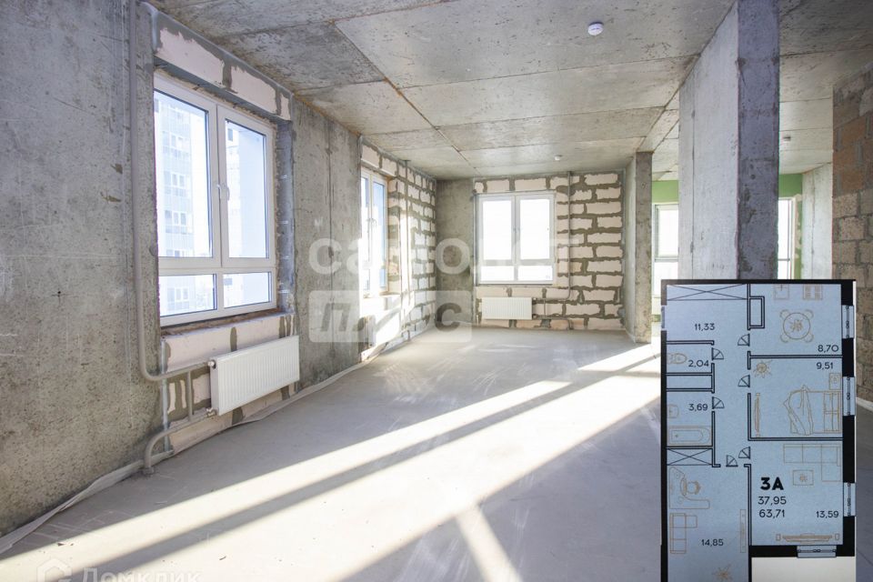 Продаётся 3-комнатная квартира, 63.5 м²