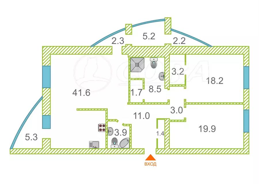 Продаётся 3-комнатная квартира, 112 м²