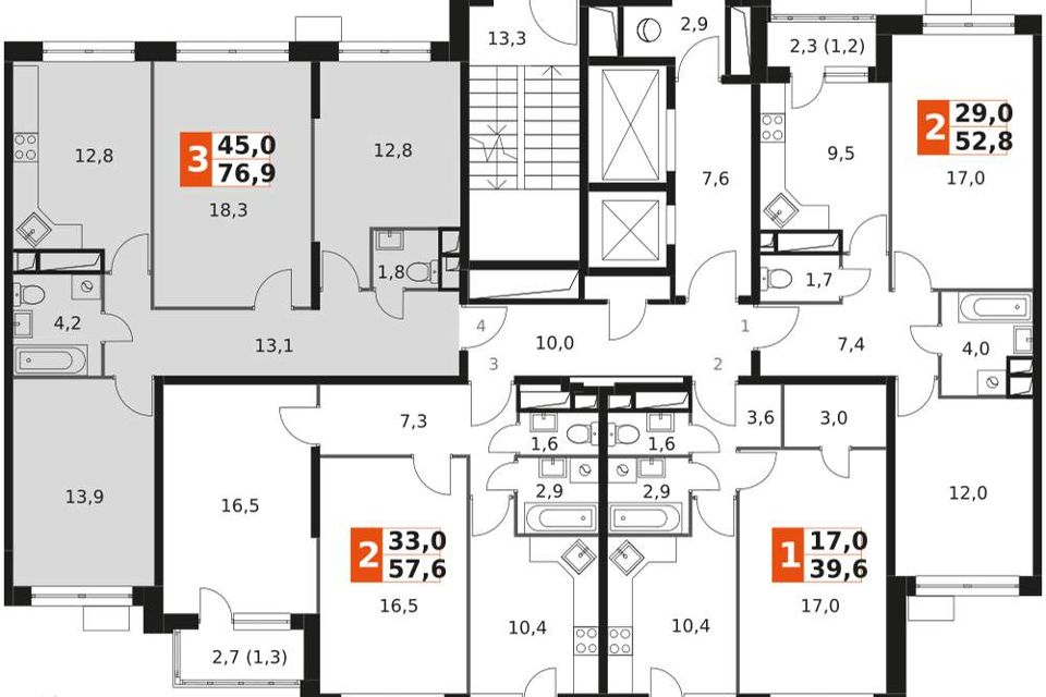 Продаётся 3-комнатная квартира, 76.9 м²