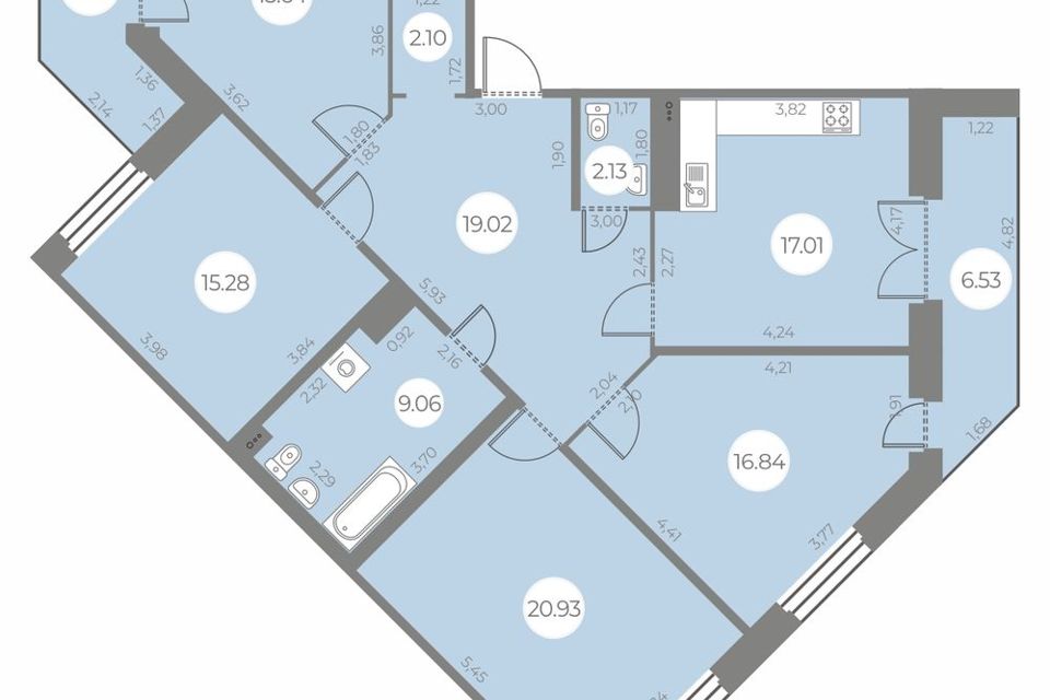 Продаётся 4-комнатная квартира, 126.44 м²