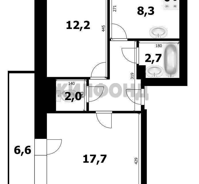 Продаётся 2-комнатная квартира, 49 м²