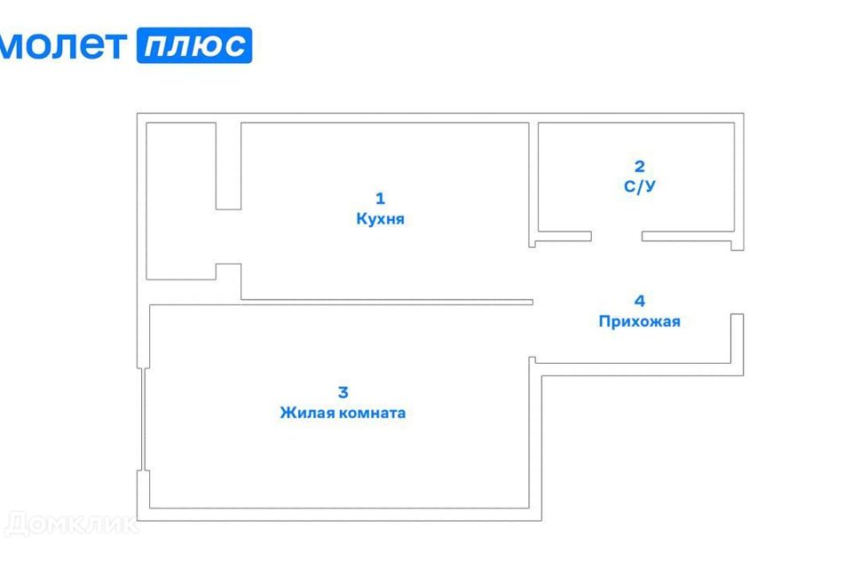 Продаётся 1-комнатная квартира, 38.6 м²