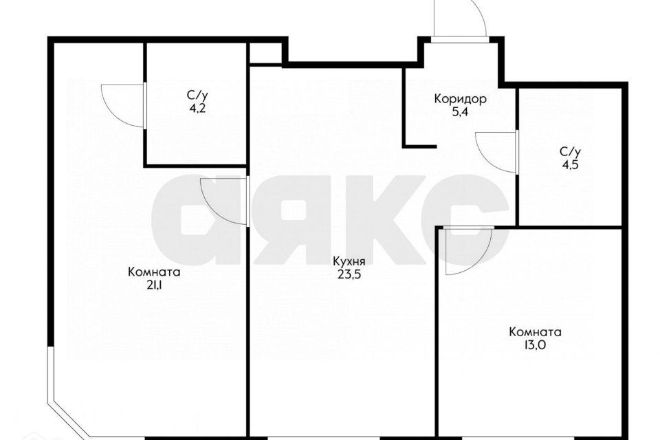 Продаётся 2-комнатная квартира, 71.7 м²