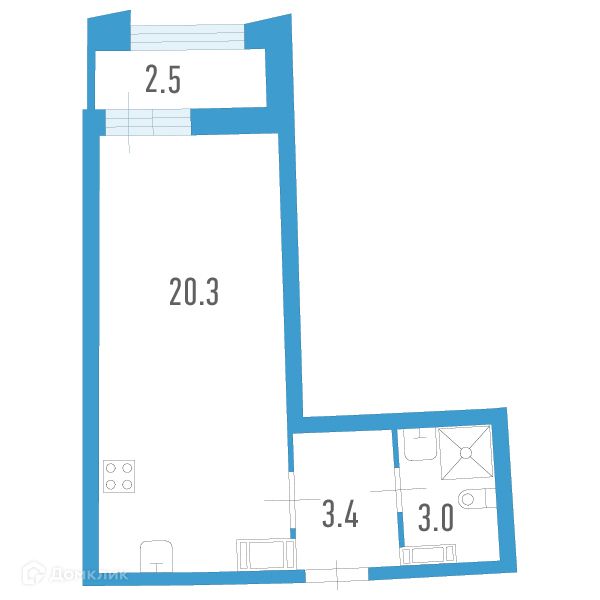 Продаётся студия, 25.4 м²