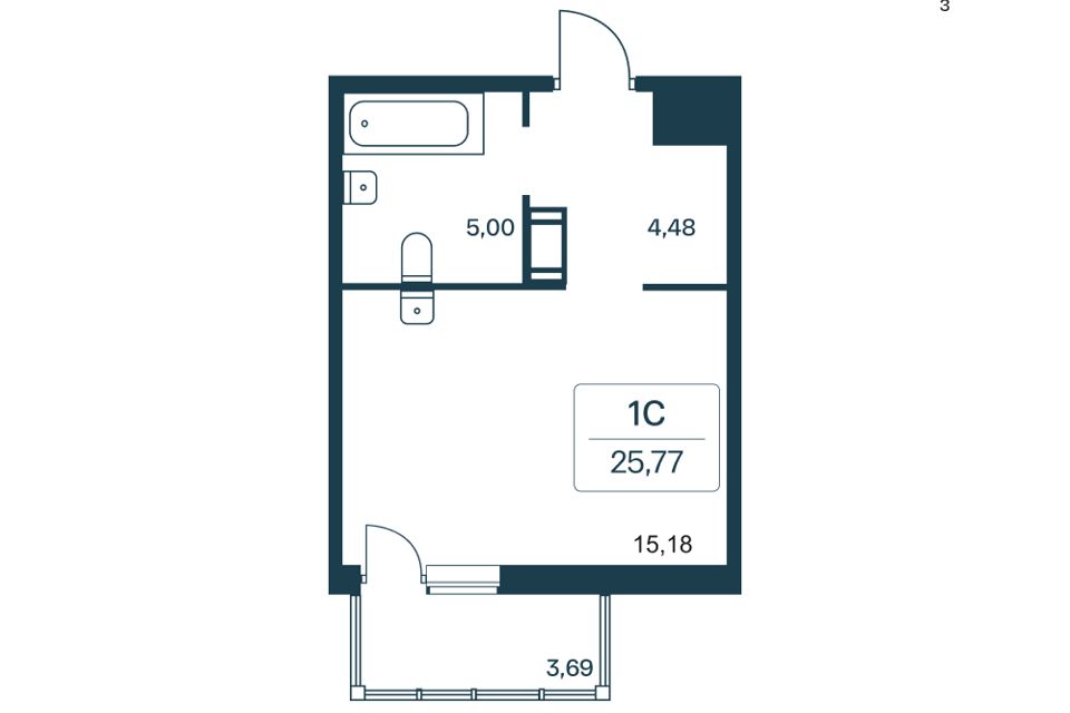 Продаётся студия, 24.6 м²