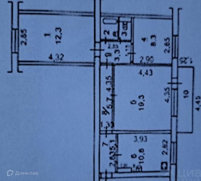 Продаётся 3-комнатная квартира, 68.7 м²