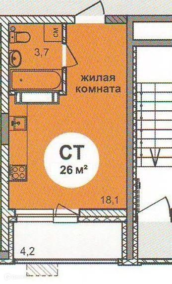 Продаётся студия, 26 м²