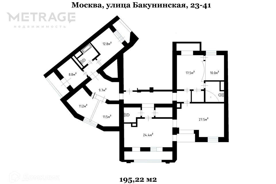 Продаётся 6-комнатная квартира, 195.22 м²