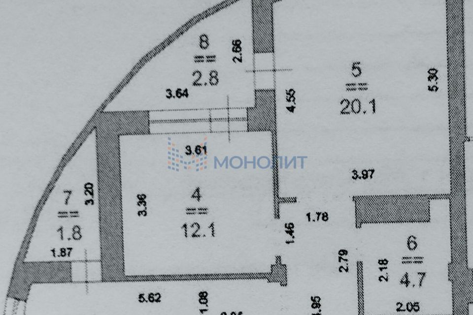 Продаётся 2-комнатная квартира, 72.6 м²