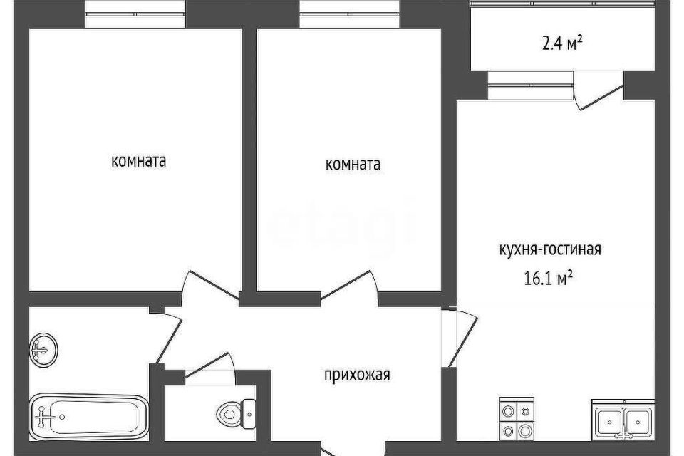 Продаётся 3-комнатная квартира, 53.6 м²