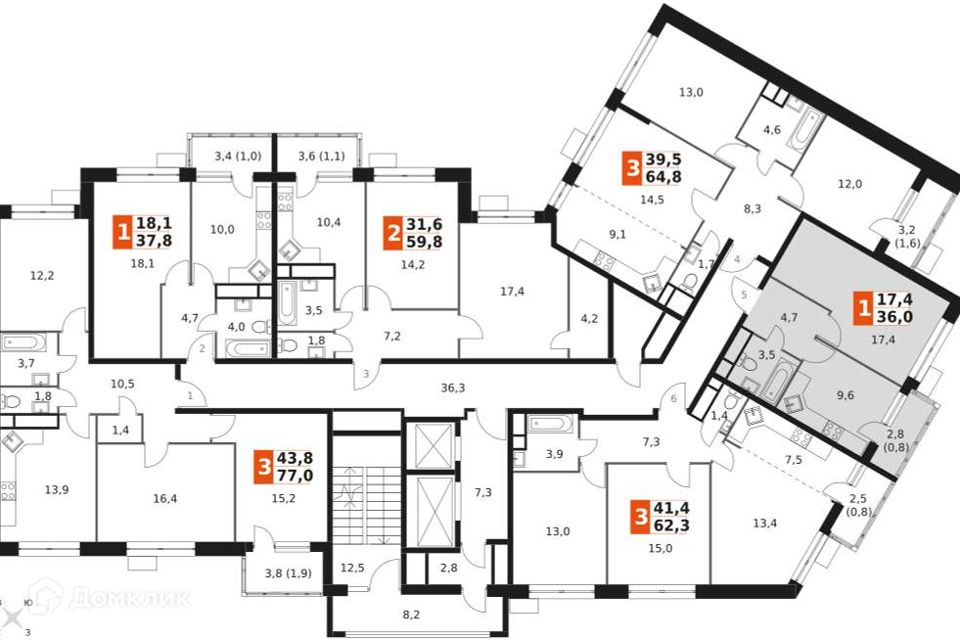 Продаётся 1-комнатная квартира, 36 м²