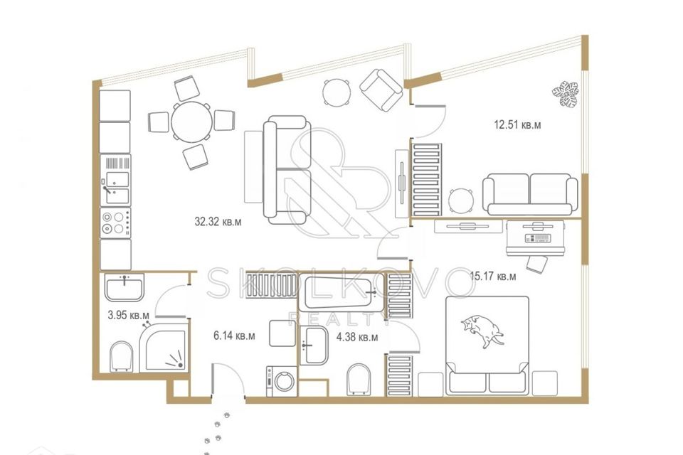 Продаётся 3-комнатная квартира, 75.8 м²