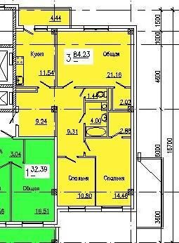 Продаётся 3-комнатная квартира, 83 м²