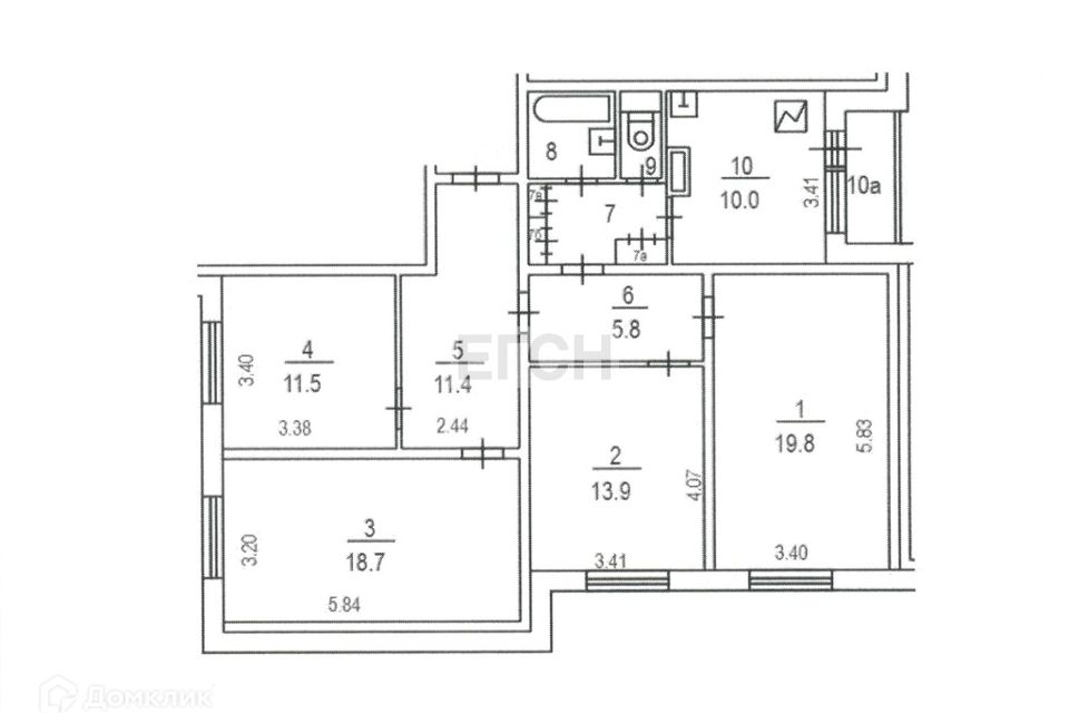 Продаётся 4-комнатная квартира, 100.4 м²