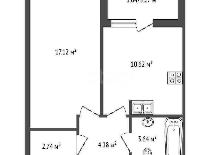 Продаётся 1-комнатная квартира, 38.4 м²