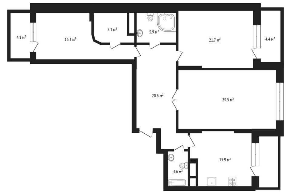 Продаётся 3-комнатная квартира, 132 м²