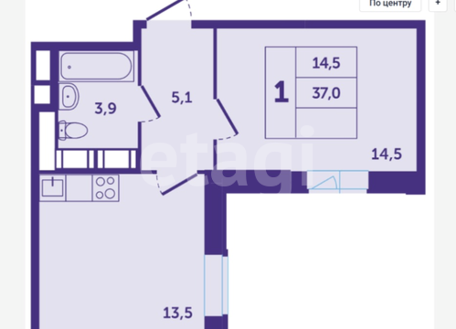 Продаётся 1-комнатная квартира, 38 м²