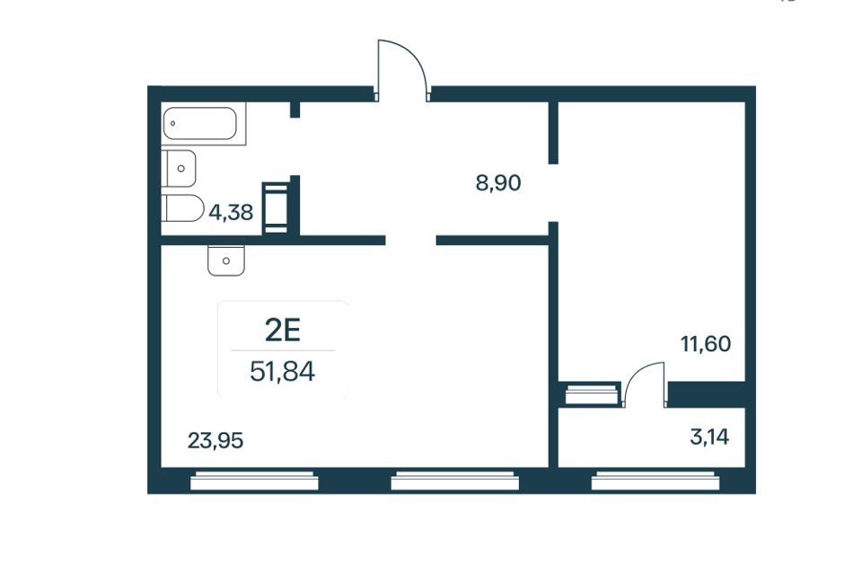Продаётся 1-комнатная квартира, 50 м²