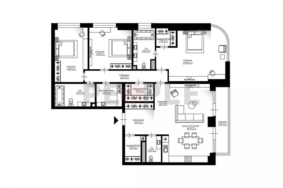 Продаётся 4-комнатная квартира, 141 м²