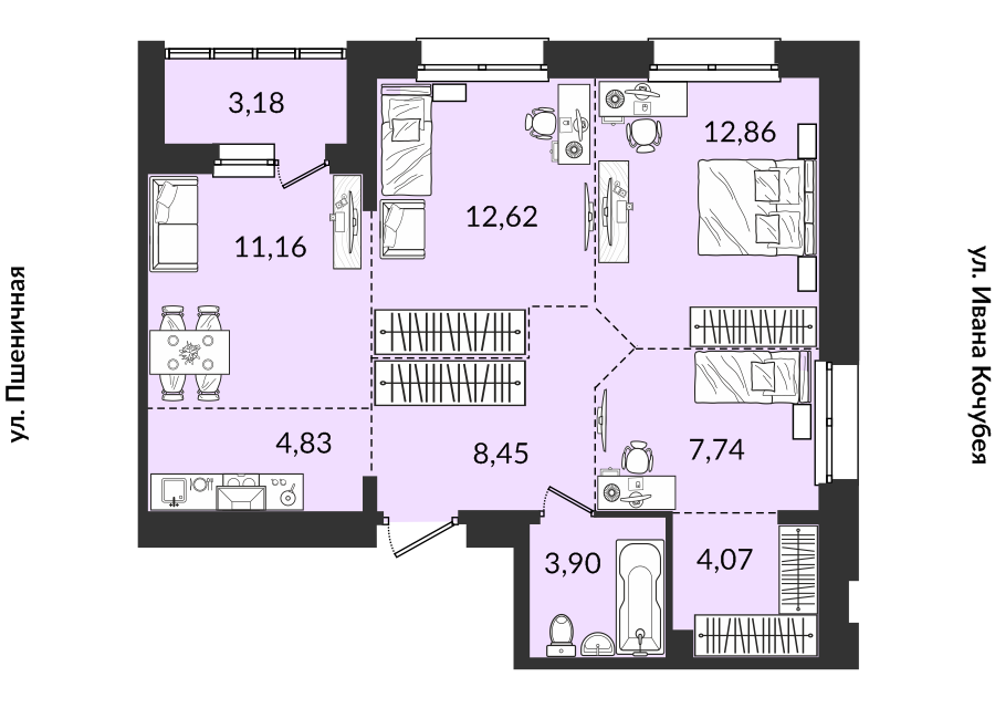 Продаётся 4-комнатная квартира, 68.81 м²
