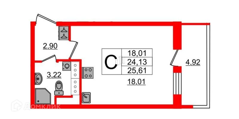 Продаётся студия, 24.1 м²