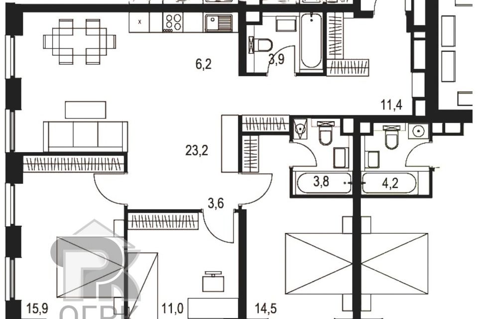 Продаётся 4-комнатная квартира, 93.5 м²