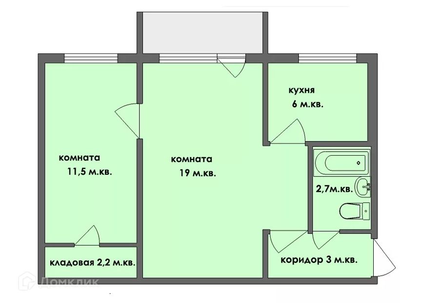 Продаётся 2-комнатная квартира, 46.5 м²