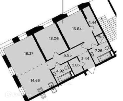 Продаётся 3-комнатная квартира, 93 м²