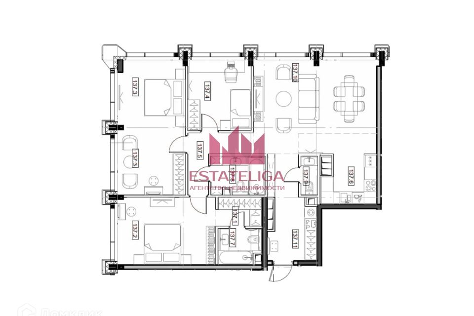 Продаётся 4-комнатная квартира, 108.4 м²