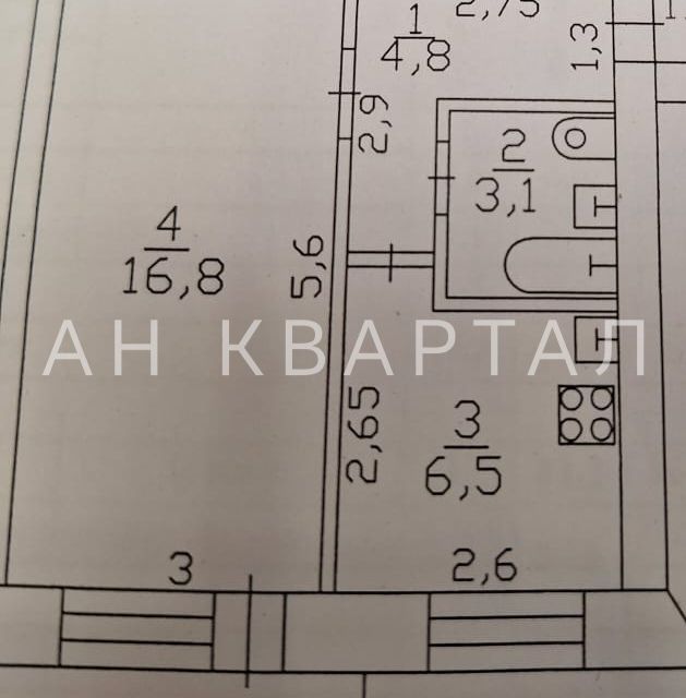 Продаётся 1-комнатная квартира, 31 м²