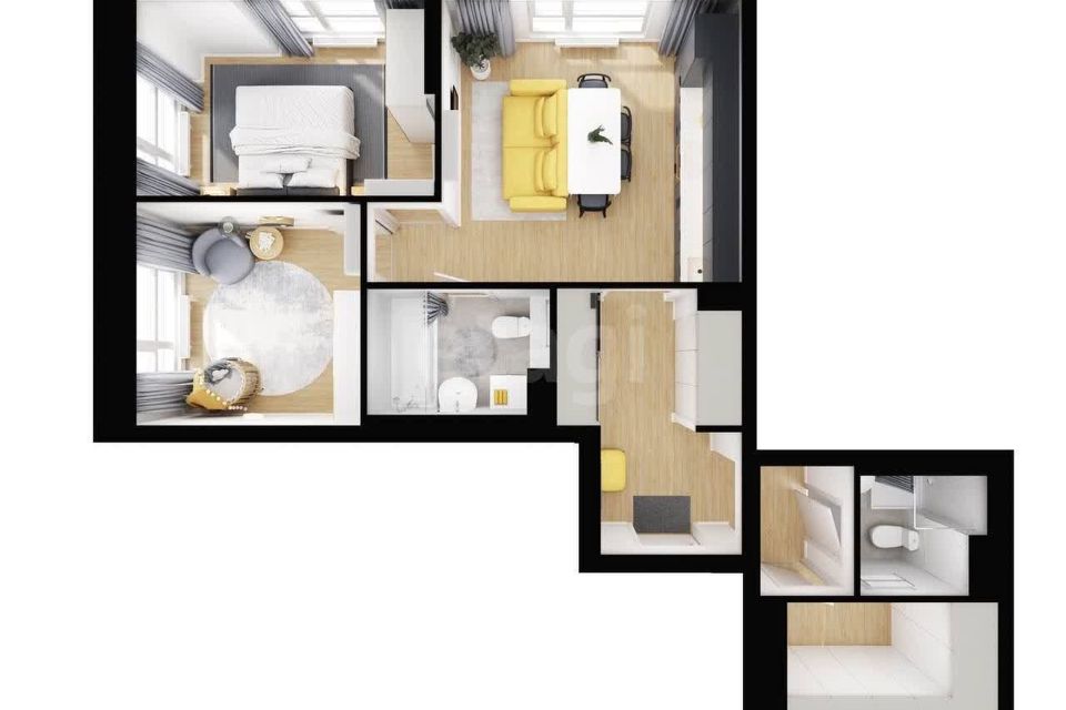 Продаётся 2-комнатная квартира, 59.7 м²