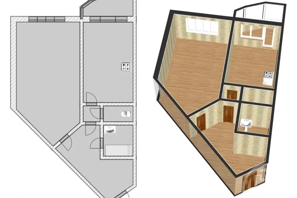 Продаётся 1-комнатная квартира, 44.3 м²