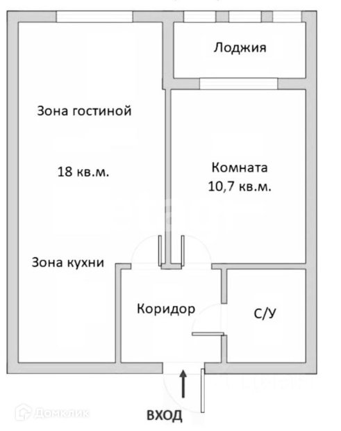 Продаётся 2-комнатная квартира, 34.4 м²