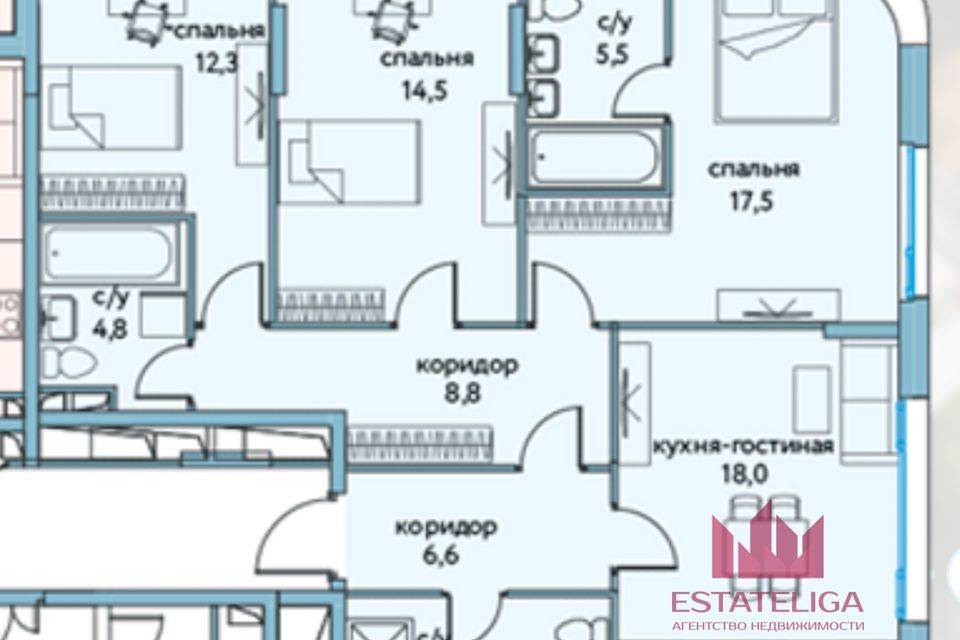 Продаётся 3-комнатная квартира, 104 м²