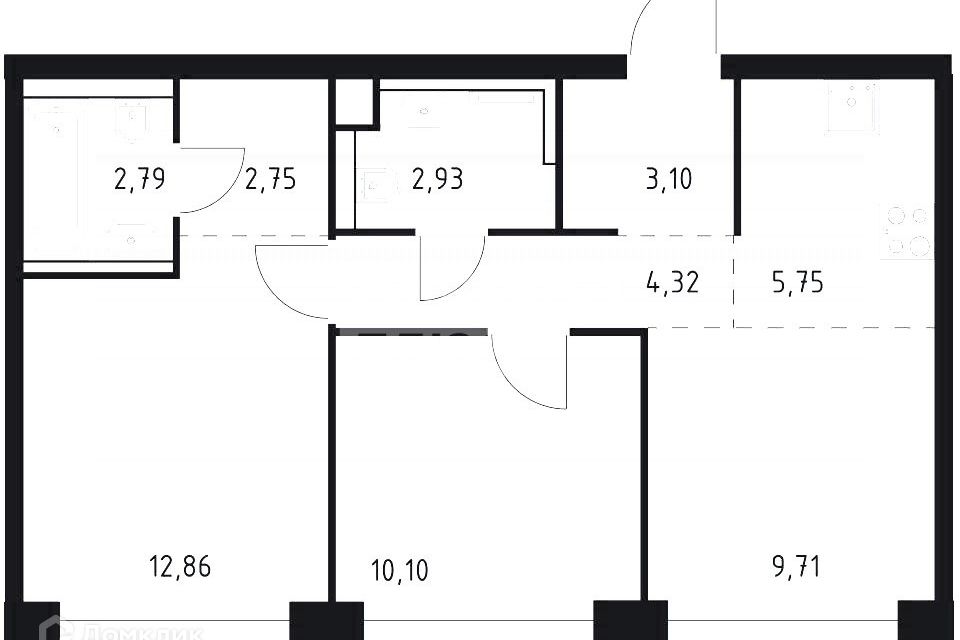 Продаётся 3-комнатная квартира, 54.31 м²