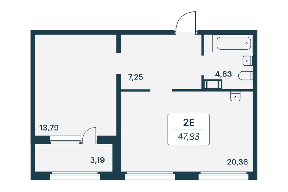 Продаётся 1-комнатная квартира, 46.5 м²