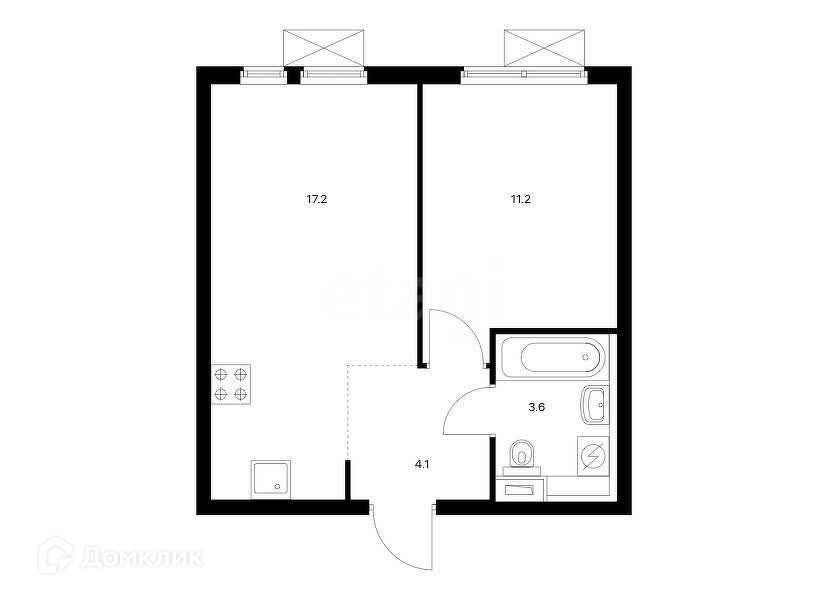 Продаётся 1-комнатная квартира, 36.1 м²