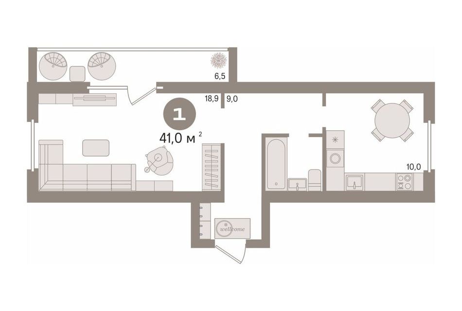 Продаётся 1-комнатная квартира, 41 м²