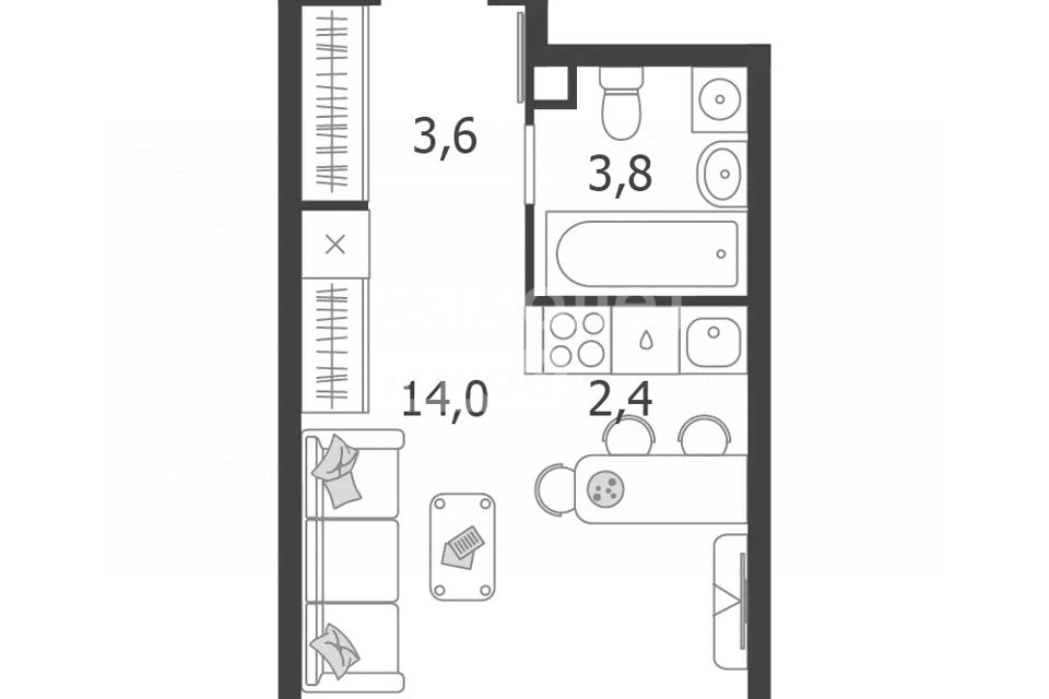 Продаётся студия, 23.8 м²