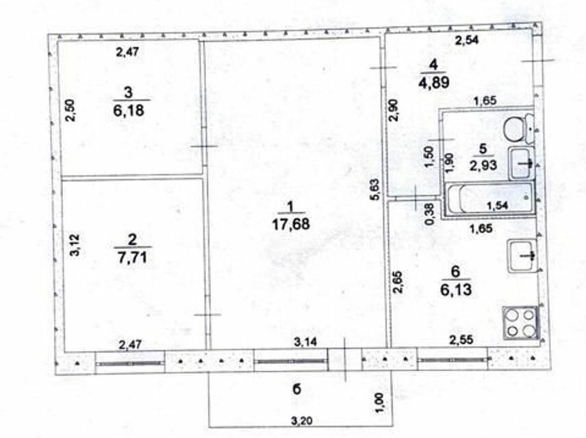 Продаётся 3-комнатная квартира, 47 м²