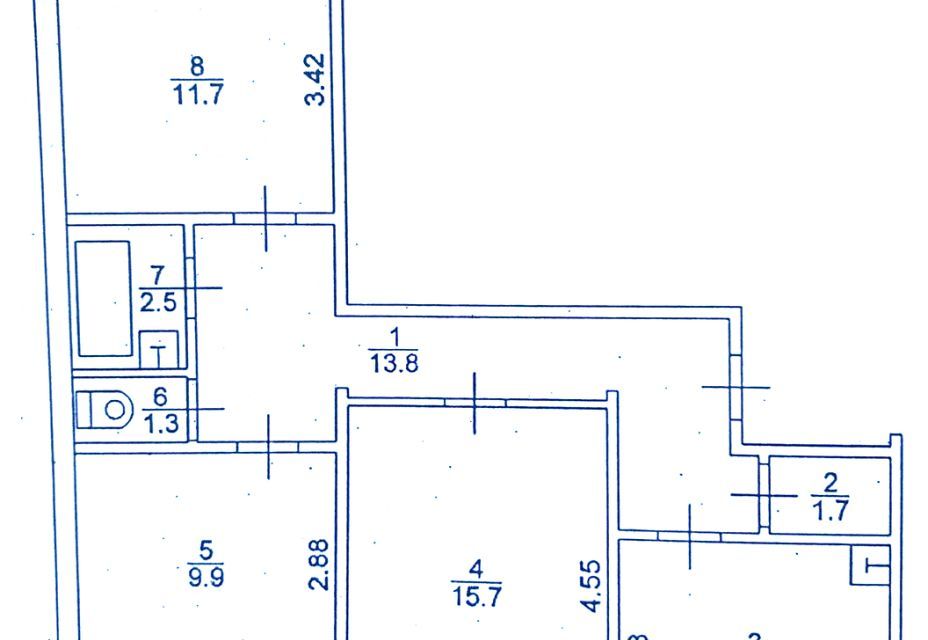 Продаётся 3-комнатная квартира, 66.5 м²