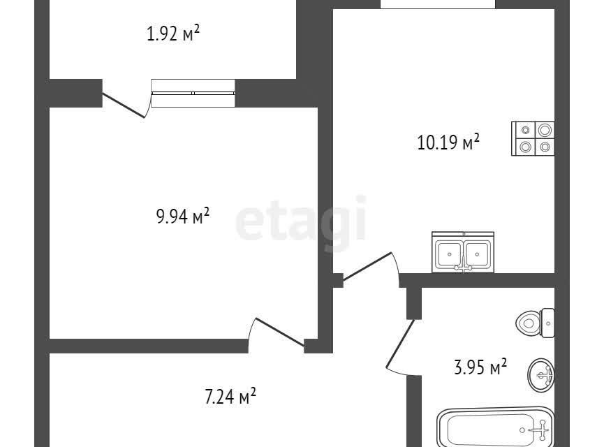 Продаётся 1-комнатная квартира, 33.24 м²