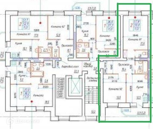 Продаётся 2-комнатная квартира, 58.7 м²