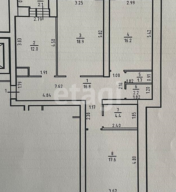 Продаётся 3-комнатная квартира, 89 м²