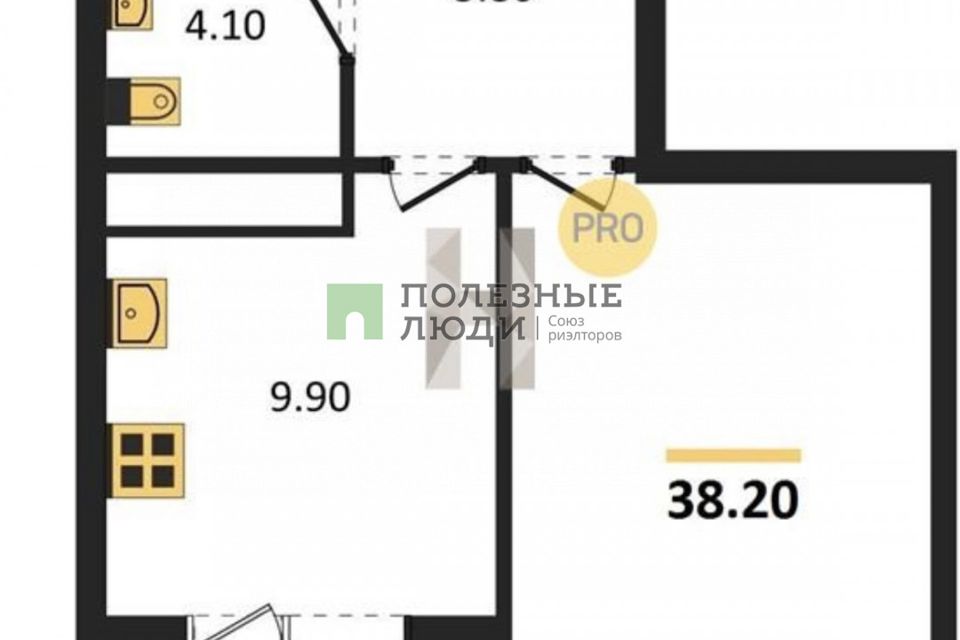 Продаётся 1-комнатная квартира, 38.2 м²