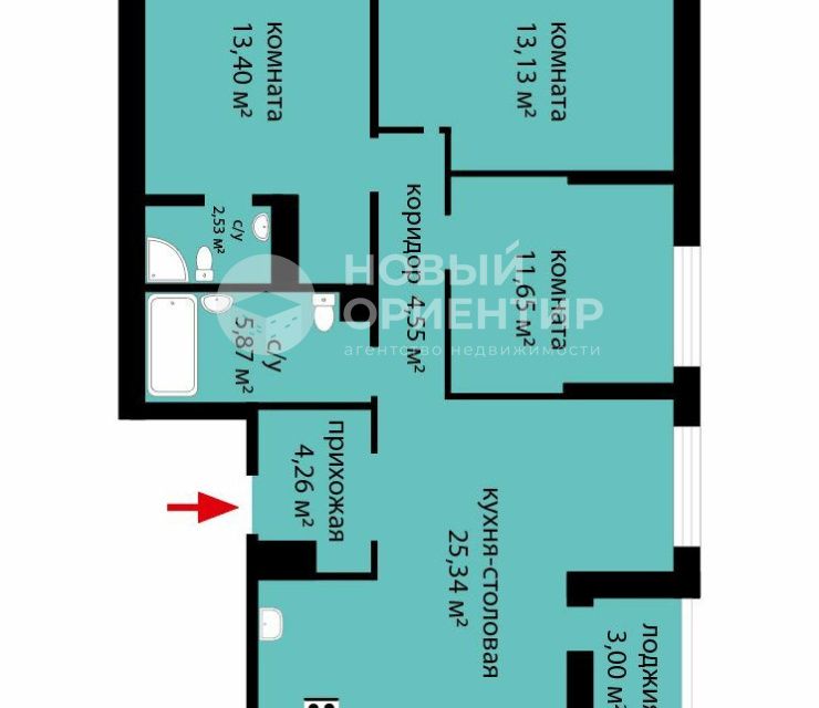 Продаётся 3-комнатная квартира, 80.3 м²