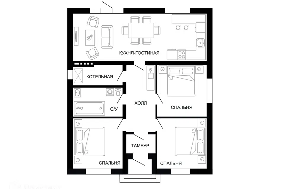 Продаётся 1-этажный дом, 101 м²