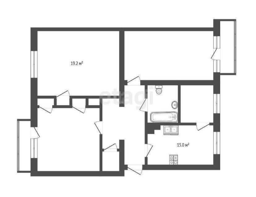 Продаётся 4-комнатная квартира, 75 м²