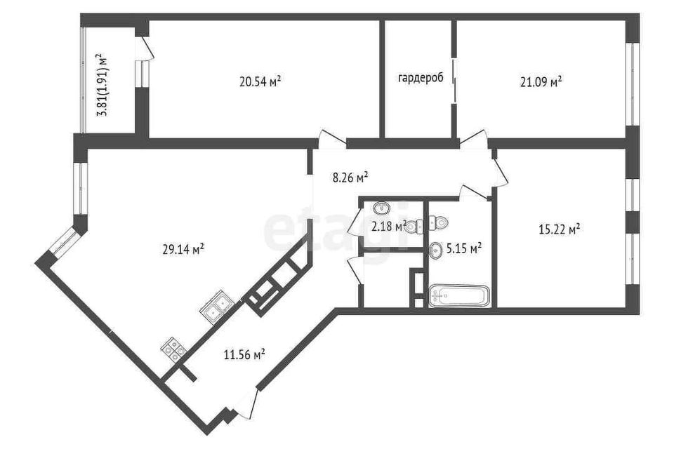 Дизайн интерьера коттеджа 103 кв. м в современном стиле. Фото проекта