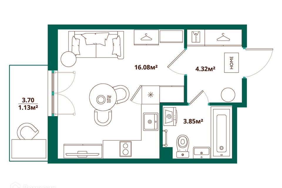 Продаётся студия, 25.38 м²